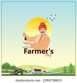 Illustration of Happy Farmers Day creative Concept