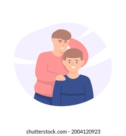 illustration of a happy father and son. father and son's day concept. parents and child. family. flat cartoon style. vector design