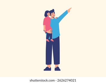 Illustration of an Happy Fathers Day with daughter Character