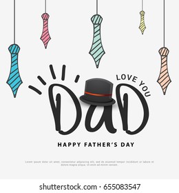Illustration Of Happy Fathers Day Greeting Card Background.

