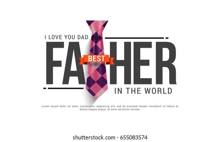 Illustration Of Happy Fathers Day Greeting Card Background.
