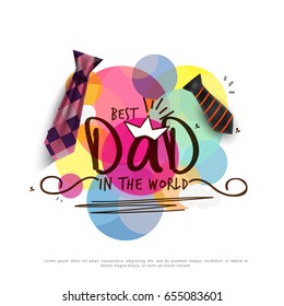 Illustration Of Happy Fathers Day Greeting Card Background.
