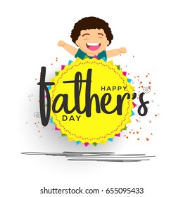 Illustration Of Happy Fathers Day Greeting Card Background.