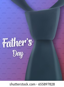 Illustration of Happy Father's Day Greeting Card. Realistic Tie with Paper Lettering