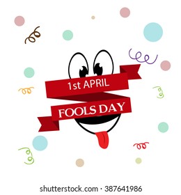 illustration of Happy Fool's Day concept with colorful stylish text on abstract background.