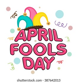 illustration of Happy Fool's Day concept with colorful stylish text on abstract background.