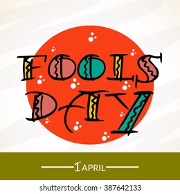illustration of Happy Fool's Day concept with colorful stylish text on abstract background.