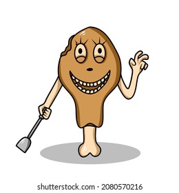 Illustration of happy fried chicken perfect for icon, mascot logo, symbol, items, element and ect.