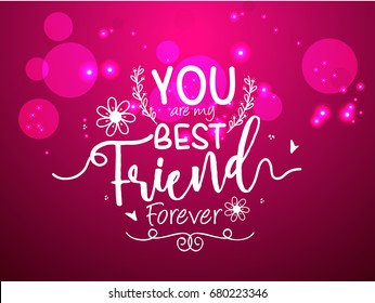 Illustration Of Happy Friendship Day, Best Friends Forever Typographic Greeting Card Design.