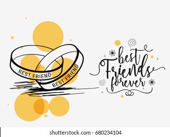 Illustration Of Happy Friendship Day, Best Friends Forever Typographic Greeting Card Design.