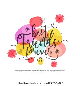 Illustration Of Happy Friendship Day, Best Friends Forever Typographic Greeting Card Design.