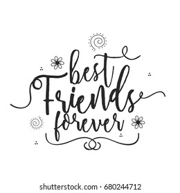 Illustration Of Happy Friendship Day, Best Friends Forever Typographic Greeting Card Design.