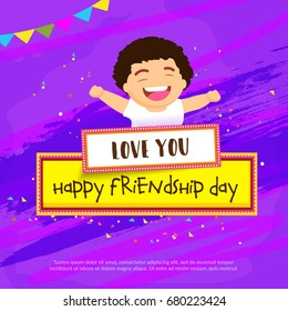 Illustration Of Happy Friendship Day Typographic Greeting Card Design.