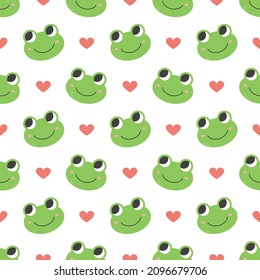 Illustration of happy frogs. seamless pattern. can be used for wallpaper, wrapping paper, clothes pattern, pattern fill, fabric, textile, background, apparel, nursery interior, birthday card