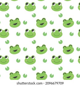 Illustration of happy frogs. seamless pattern. can be used for wallpaper, wrapping paper, clothes pattern, pattern fill, fabric, textile, background, apparel, nursery interior, birthday card