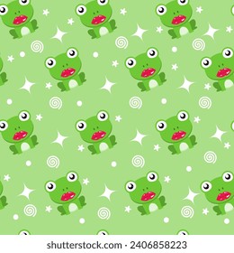 Illustration of happy frogs. seamless pattern. can be used for wallpaper, wrapping paper.