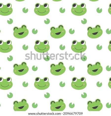 Illustration of happy frogs. seamless pattern. can be used for wallpaper, wrapping paper, clothes pattern, pattern fill, fabric, textile, background, apparel, nursery interior, birthday card