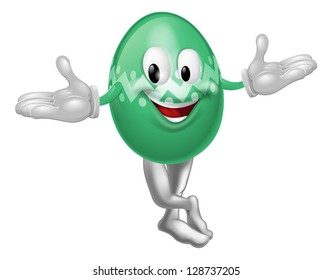 An illustration of a happy fun cartoon Easter egg mascot character