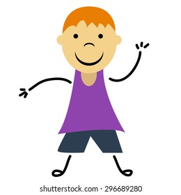 Illustration of happy and funny doodle guy, vector.