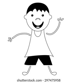 Illustration of happy and funny doodle guy, vector.
