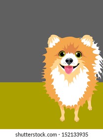 Illustration of a happy funny Pomeranian