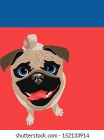 Illustration of a happy funny Pug