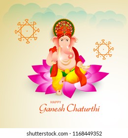 illustration of Happy Ganesh Chaturthi Celebration.