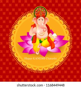 illustration of Happy Ganesh Chaturthi Celebration.