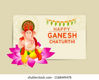illustration of Happy Ganesh Chaturthi Celebration.