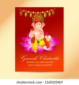 illustration of Happy Ganesh Chaturthi Celebration.