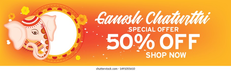 Illustration Of Happy Ganesh Chaturthi Celebration Background.
