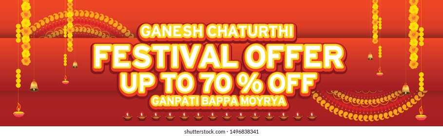 Illustration Of Happy Ganesh Chaturthi Celebration Background.