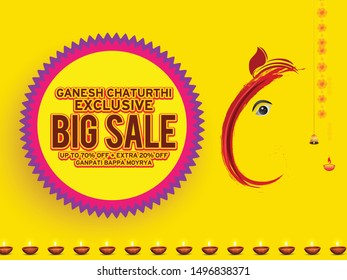 Illustration Of Happy Ganesh Chaturthi Celebration Background.