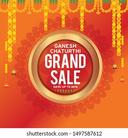 Illustration Of Happy Ganesh Chaturthi Celebration Background.