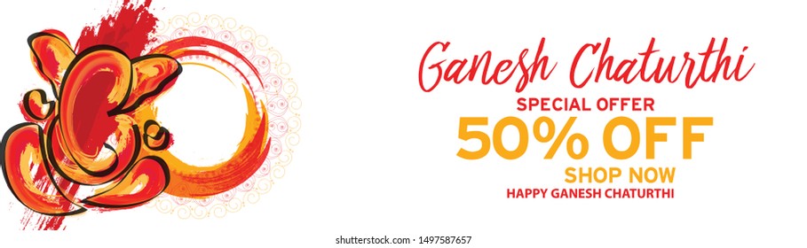Illustration Of Happy Ganesh Chaturthi Celebration Background.