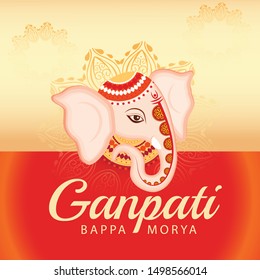 Illustration Of Happy Ganesh Chaturthi Celebration Background.
