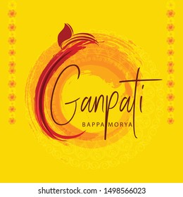 Illustration Of Happy Ganesh Chaturthi Celebration Background.
