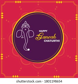 illustration of happy Ganesh Chaturthi, festival of India , vector, banner, poster, greeting card
