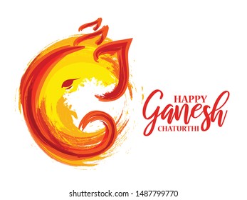 Illustration Of Happy Ganesh Chaturthi Greeting Card,Poster Or Banner Design Easy To Edit.