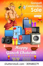 illustration of Happy Ganesh Chaturthi sale offer