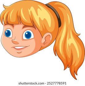 Ilustración de una niña feliz con ojos azules