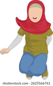 illustration of happy girl jumping in the air