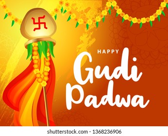 Illustration Of Happy Gudi Padwa(Lunar New Year)Celebration Background.