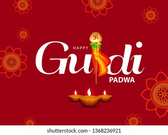 Illustration Of Happy Gudi Padwa(Lunar New Year)Celebration Background.