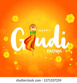Illustration Of Happy Gudi Padwa(Lunar New Year)Celebration Background.
