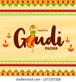 Illustration Of Happy Gudi Padwa(Lunar New Year)Celebration Background.