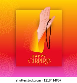 illustration of Happy Gurpurab, Guru Nanak Jayanti, Guru Nanak's Prakash Utsav, celebrates the birth of the first Sikh Guru 