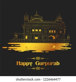 illustration of Happy Gurpurab, Guru Nanak Jayanti festival of Sikh celebration background