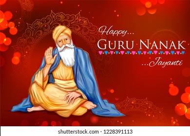 illustration of Happy Gurpurab, Guru Nanak Jayanti festival of Sikh celebration background