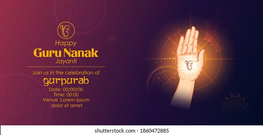 ilustración de Happy Gurpurab, Guru Nanak Jayanti festival de los antecedentes de la celebración sij